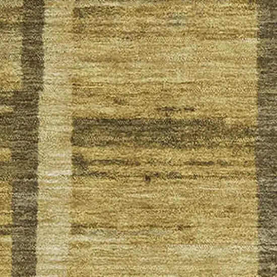 Gold And Brown Striped Washable Area Rug With UV Protection Photo 2