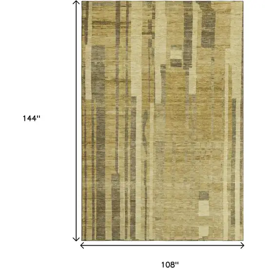 Gold And Brown Striped Washable Area Rug With UV Protection Photo 8