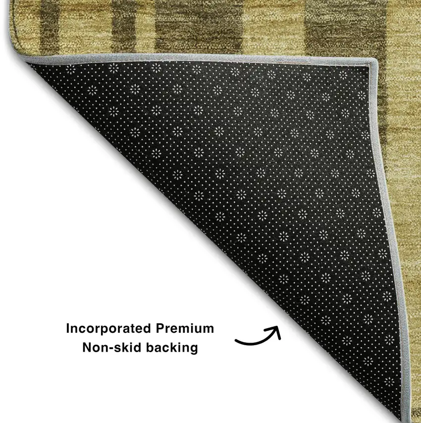 Gold And Brown Striped Washable Area Rug With UV Protection Photo 4