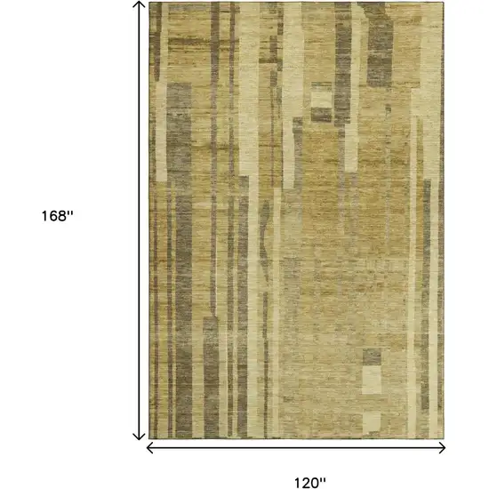 Gold And Brown Striped Washable Area Rug With UV Protection Photo 9