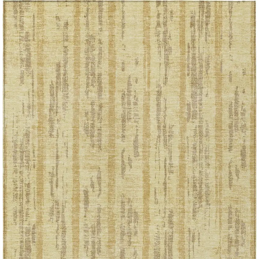 Gold And Brown Striped Washable Indoor Outdoor Area Rug Photo 7