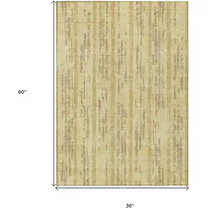 Photo of Gold And Brown Striped Washable Indoor Outdoor Area Rug