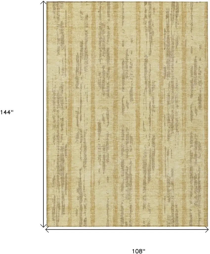Gold And Brown Striped Washable Indoor Outdoor Area Rug Photo 3