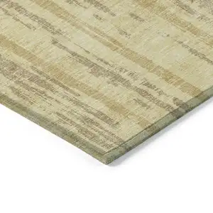 Photo of Gold And Brown Striped Washable Indoor Outdoor Area Rug