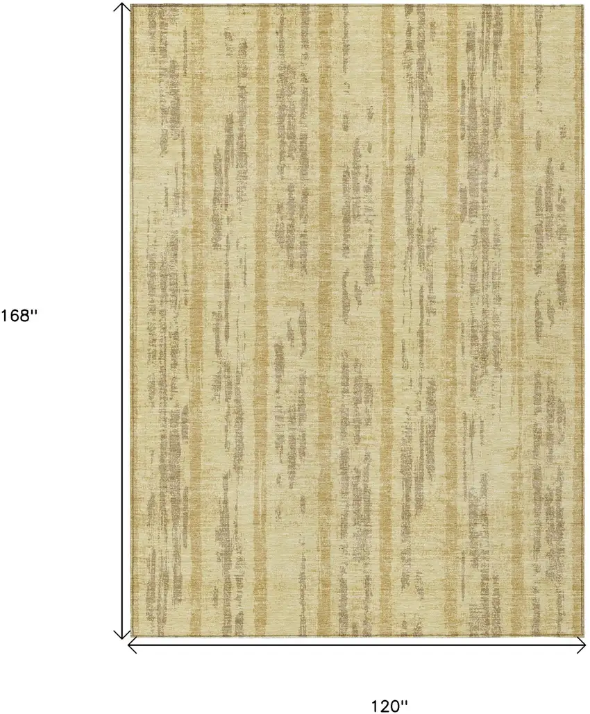 Gold And Brown Striped Washable Indoor Outdoor Area Rug Photo 3