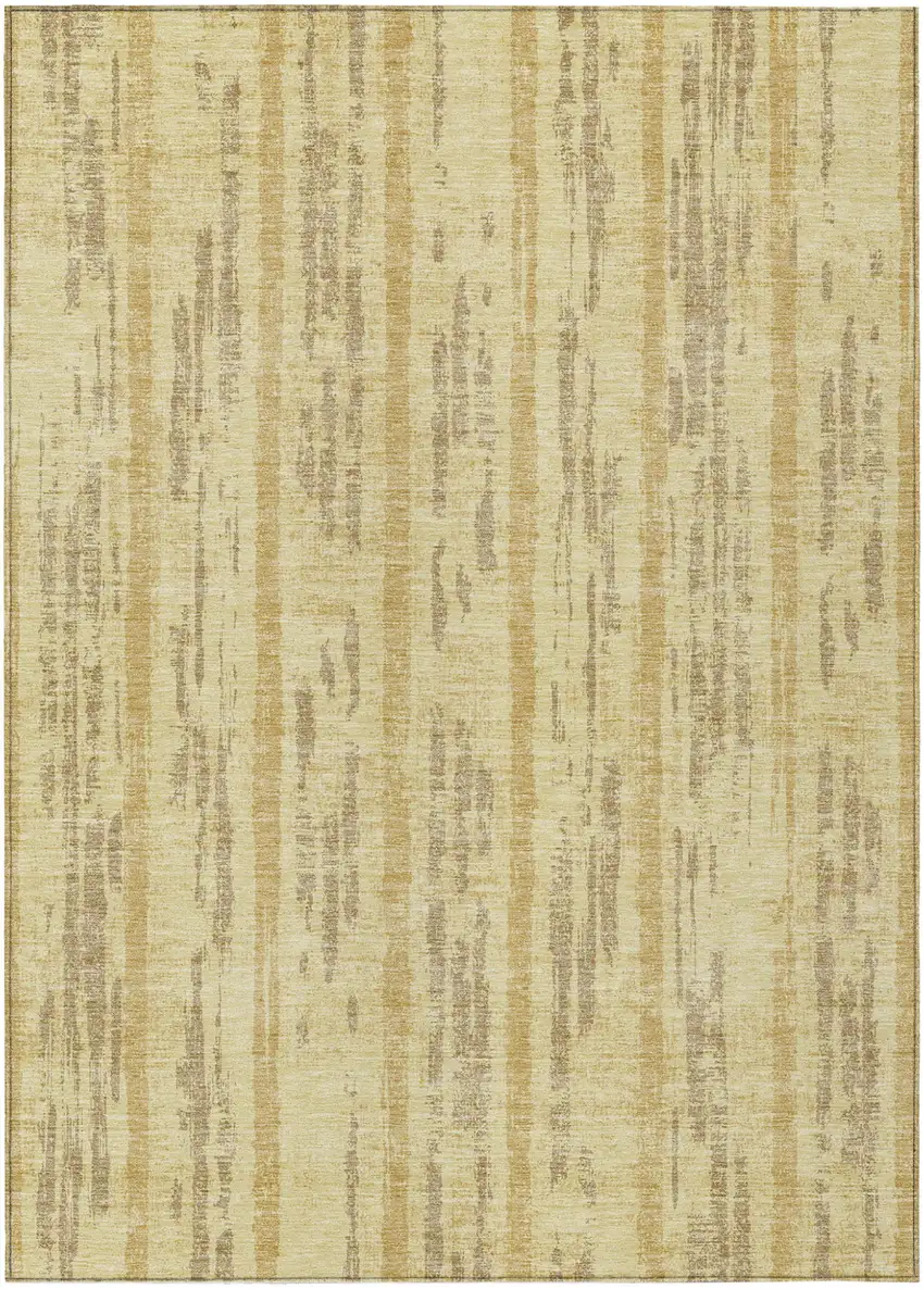 Gold And Brown Striped Washable Indoor Outdoor Area Rug Photo 2