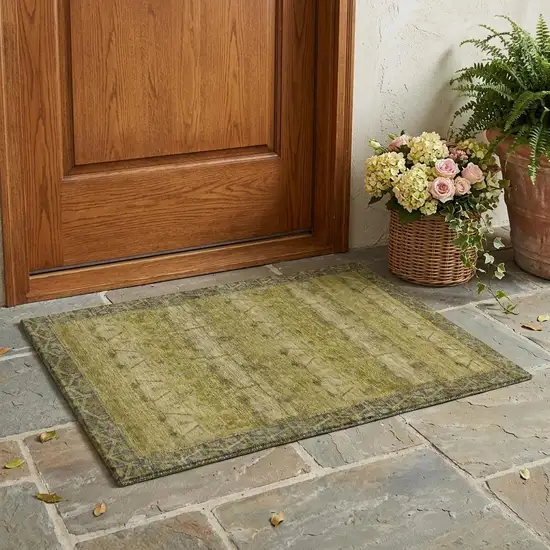 Gold And Brown Tribal Washable Indoor Outdoor Area Rug Photo 1