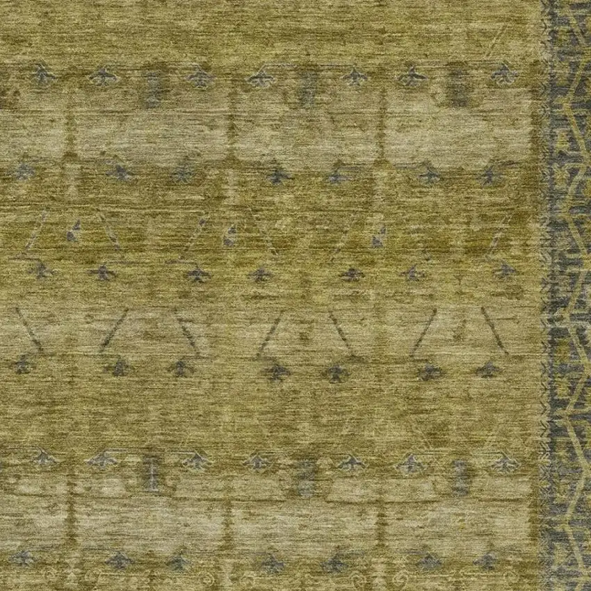 Gold And Brown Tribal Washable Indoor Outdoor Area Rug Photo 3
