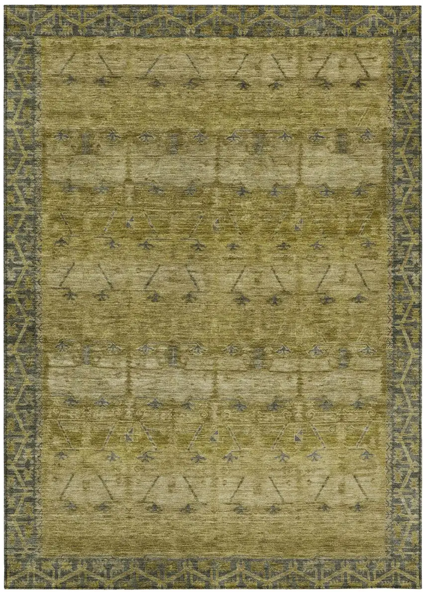 Gold And Brown Tribal Washable Indoor Outdoor Area Rug Photo 2