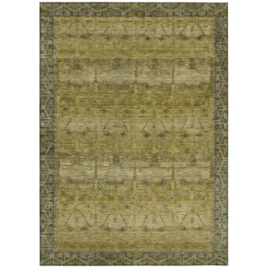Gold And Brown Tribal Washable Indoor Outdoor Area Rug Photo 2