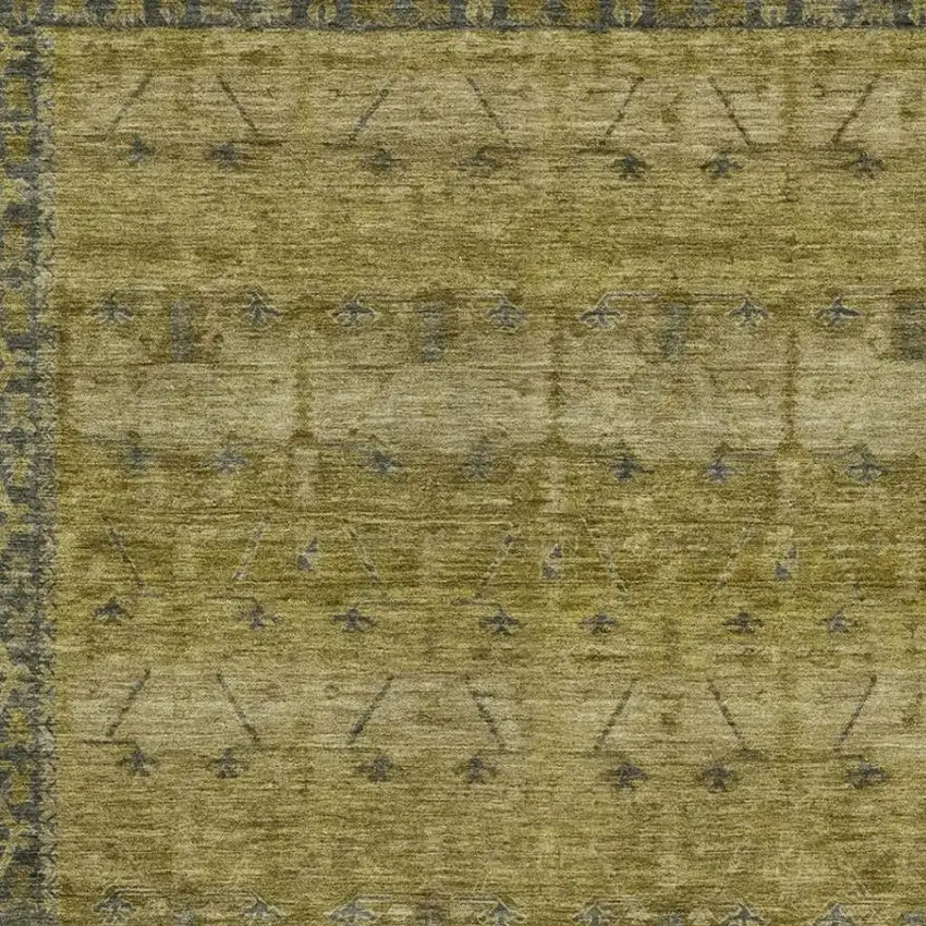 Gold And Brown Tribal Washable Indoor Outdoor Area Rug Photo 3