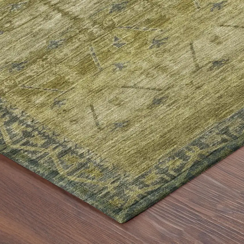 Gold And Brown Tribal Washable Indoor Outdoor Area Rug Photo 5