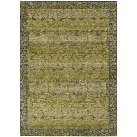 Gold And Brown Tribal Washable Indoor Outdoor Area Rug Photo 4
