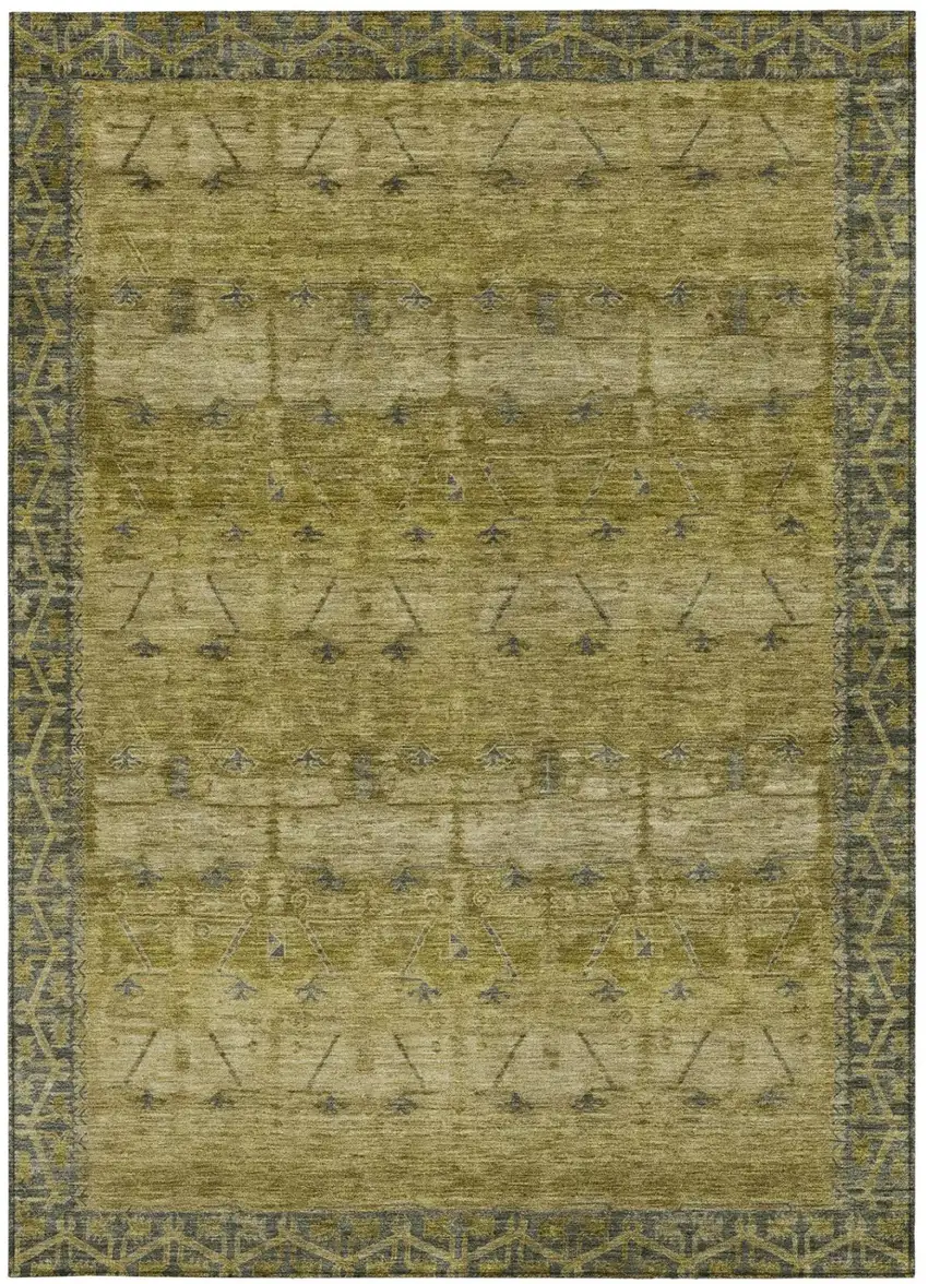 Gold And Brown Tribal Washable Indoor Outdoor Area Rug Photo 4