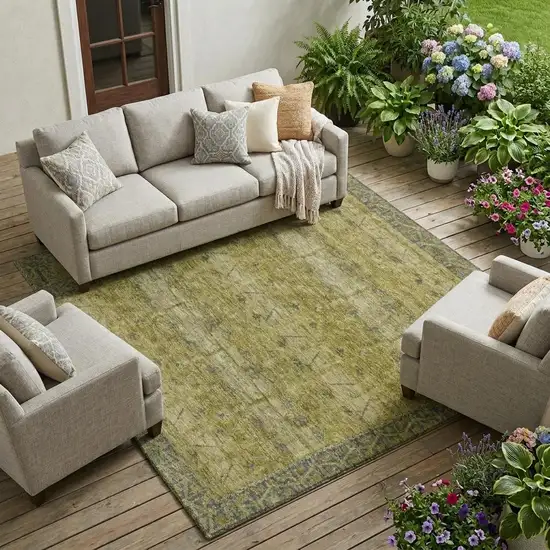 Gold And Brown Tribal Washable Indoor Outdoor Area Rug Photo 1