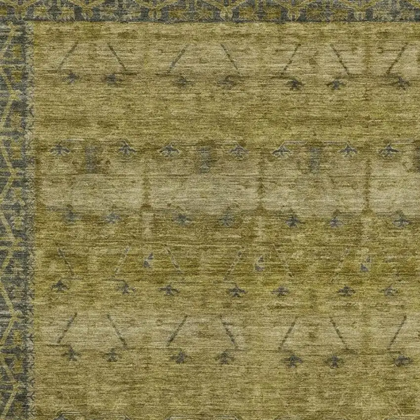 Gold And Brown Tribal Washable Indoor Outdoor Area Rug Photo 3