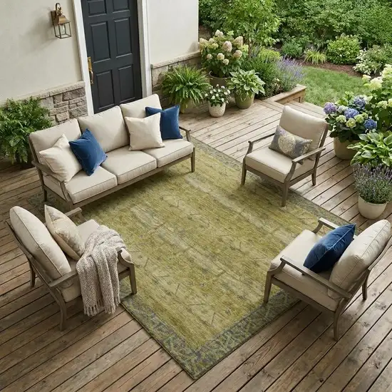 Gold And Brown Tribal Washable Indoor Outdoor Area Rug Photo 1