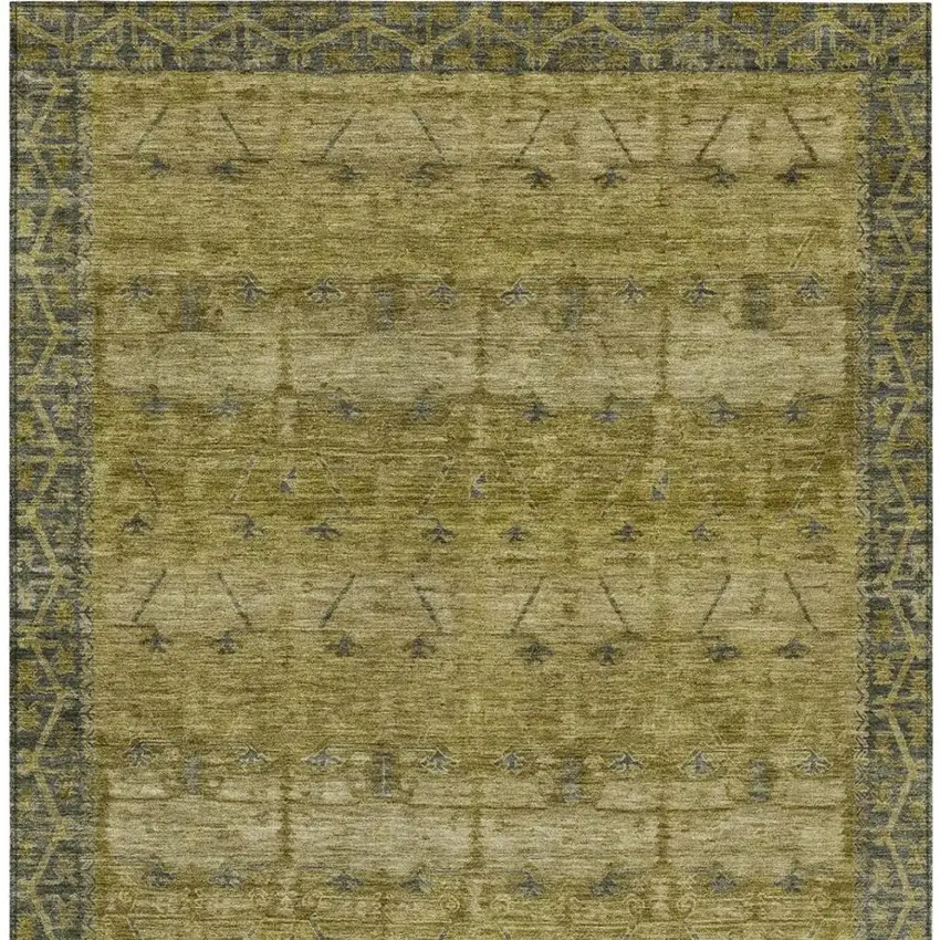 Gold And Brown Tribal Washable Indoor Outdoor Area Rug Photo 4