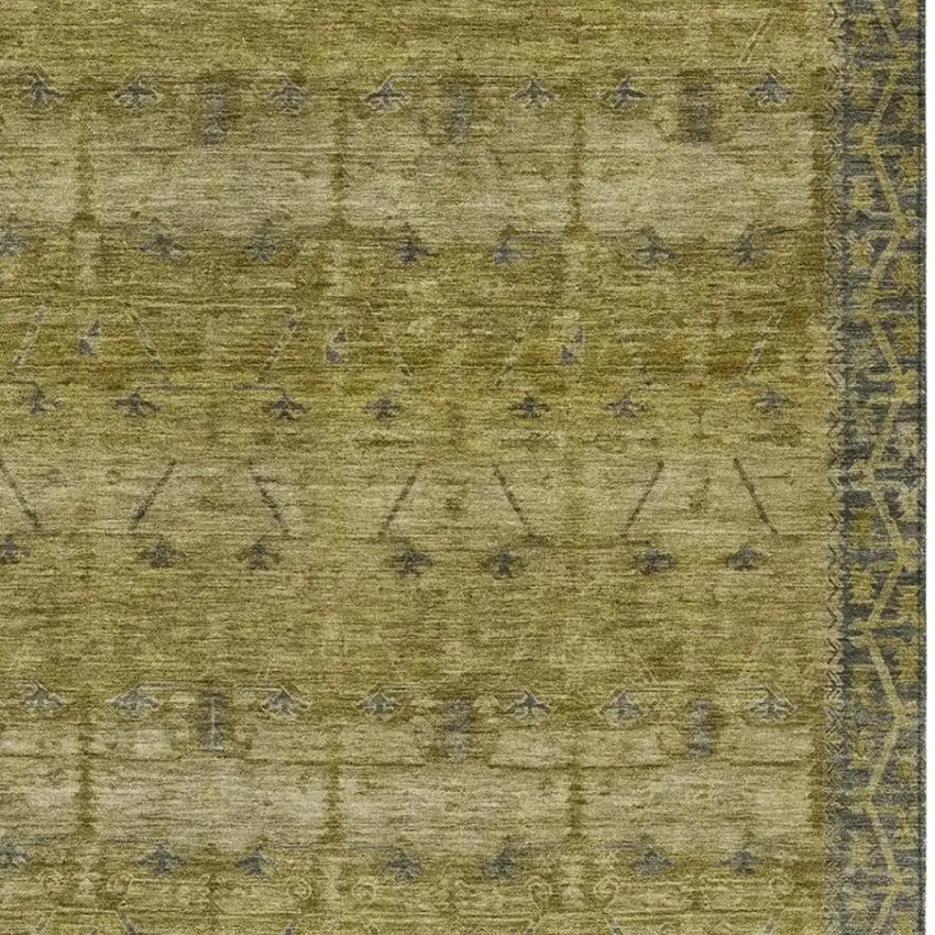 Gold And Brown Tribal Washable Indoor Outdoor Area Rug Photo 3