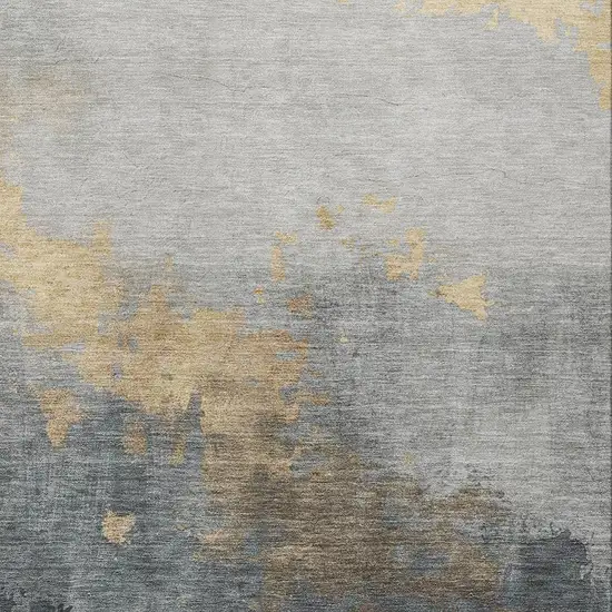 Gold And Charcoal Abstract Washable Indoor Outdoor Area Rug Photo 3