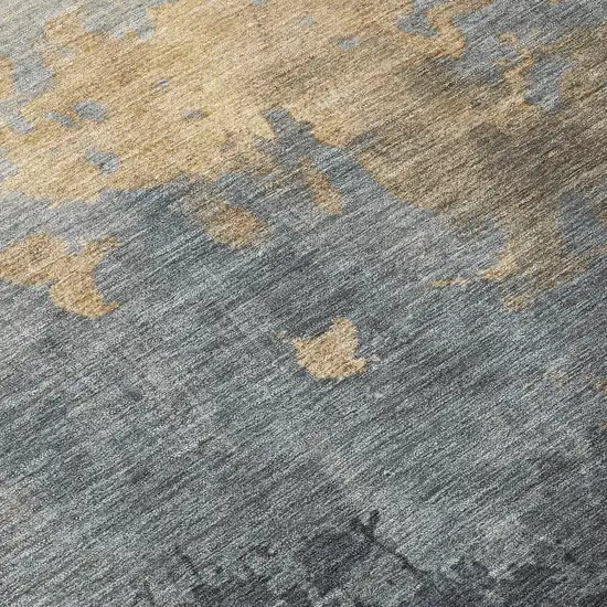 Gold And Charcoal Abstract Washable Indoor Outdoor Area Rug Photo 9