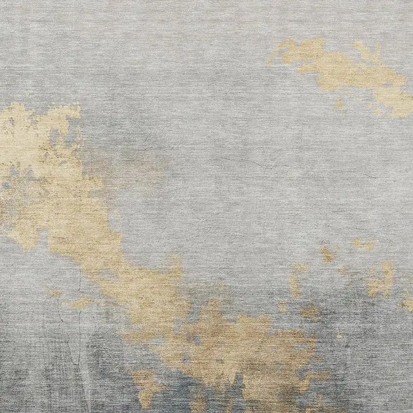 Gold And Charcoal Abstract Washable Indoor Outdoor Area Rug Photo 3