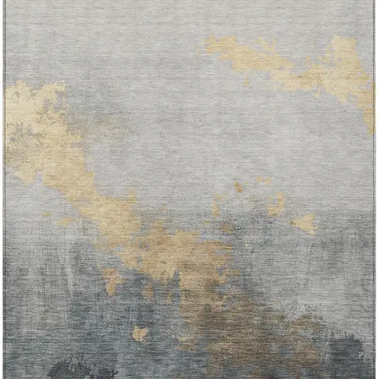 Gold And Charcoal Abstract Washable Indoor Outdoor Area Rug Photo 7