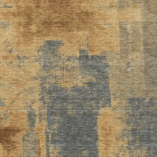Gold And Charcoal Abstract Washable Indoor Outdoor Area Rug Photo 3