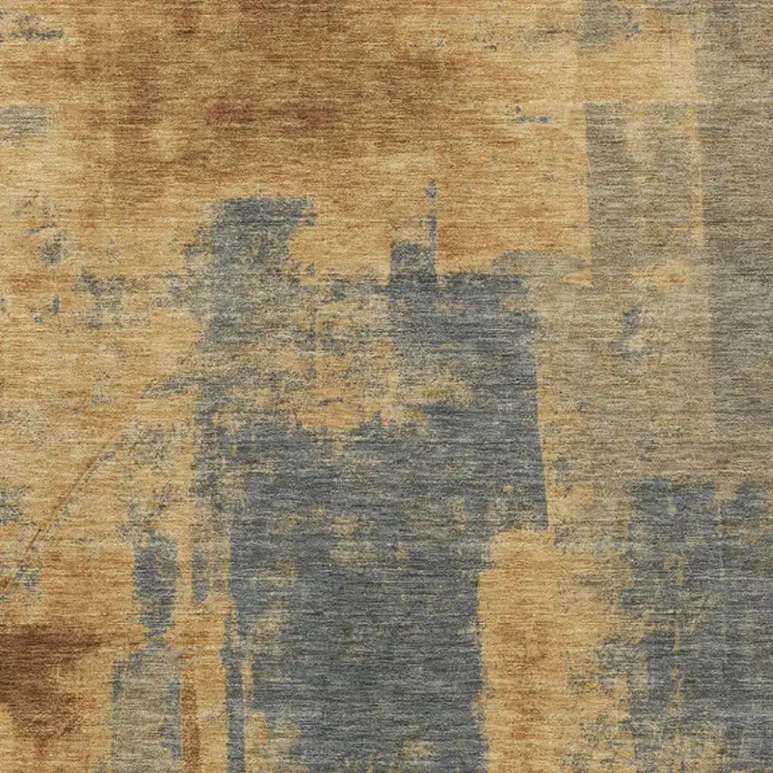 Gold And Charcoal Abstract Washable Indoor Outdoor Area Rug Photo 3