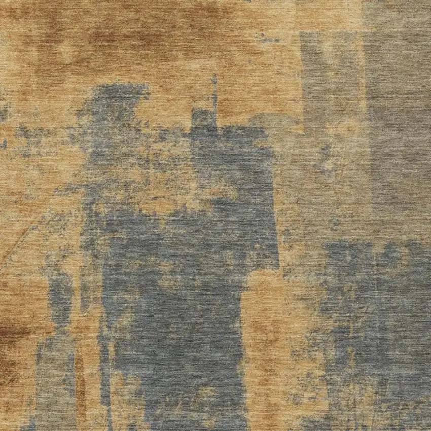 Gold And Charcoal Abstract Washable Indoor Outdoor Area Rug Photo 4