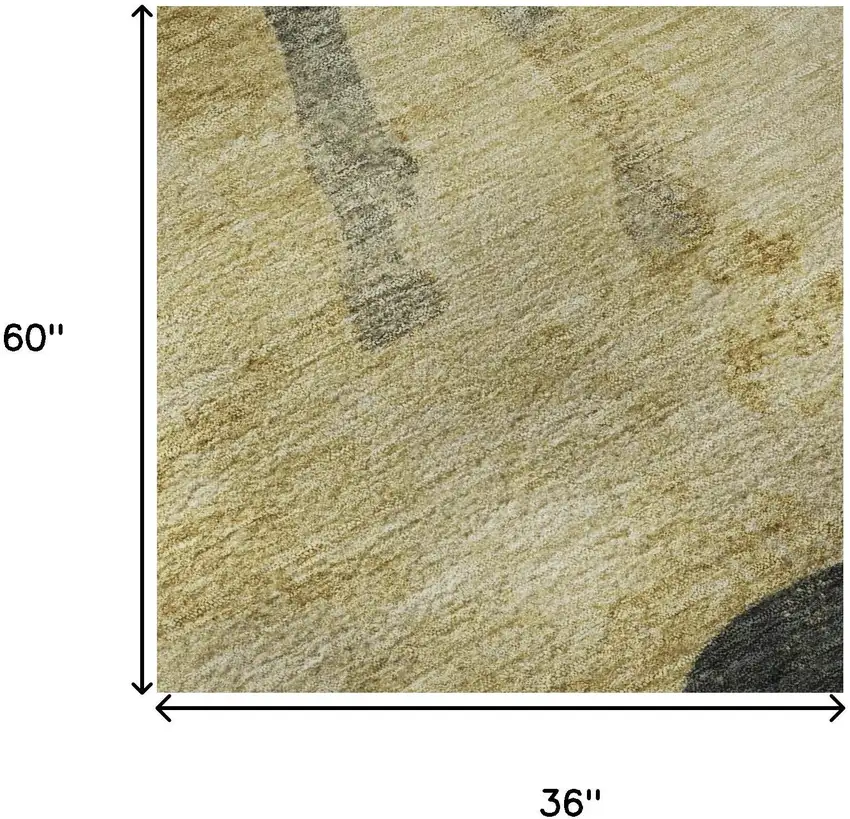 Gold And Charcoal Animal Print Washable Area Rug With UV Protection Photo 8