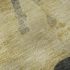 Photo of Gold And Charcoal Animal Print Washable Area Rug With UV Protection