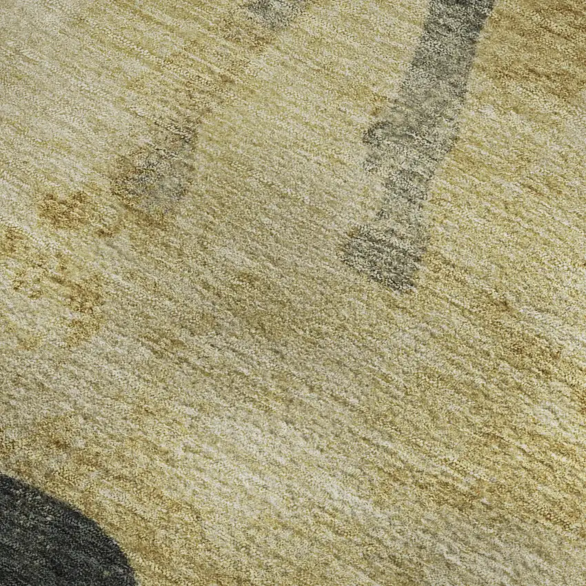 Gold And Charcoal Animal Print Washable Area Rug With UV Protection Photo 2