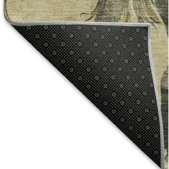 Gold And Charcoal Animal Print Washable Area Rug With UV Protection Photo 6