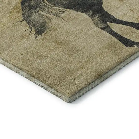 Gold And Charcoal Animal Print Washable Area Rug With UV Protection Photo 7