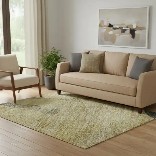 Gold And Charcoal Animal Print Washable Area Rug With UV Protection Photo 2