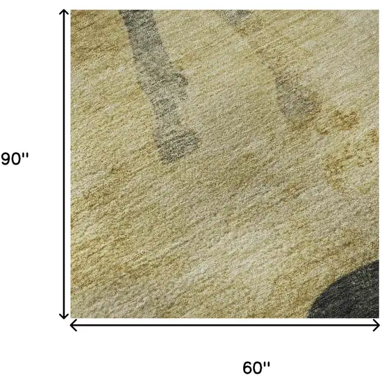 Gold And Charcoal Animal Print Washable Area Rug With UV Protection Photo 9