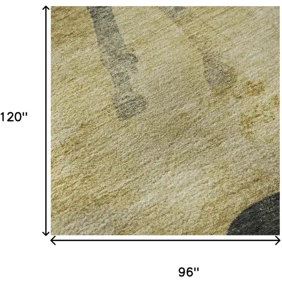 Gold And Charcoal Animal Print Washable Area Rug With UV Protection Photo 8