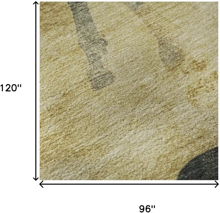 Gold And Charcoal Animal Print Washable Area Rug With UV Protection Photo 8