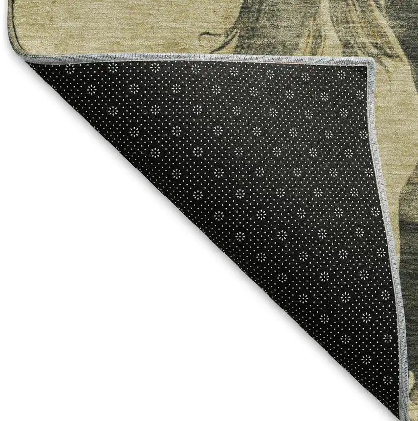 Gold And Charcoal Animal Print Washable Area Rug With UV Protection Photo 6