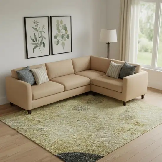 Gold And Charcoal Animal Print Washable Area Rug With UV Protection Photo 2