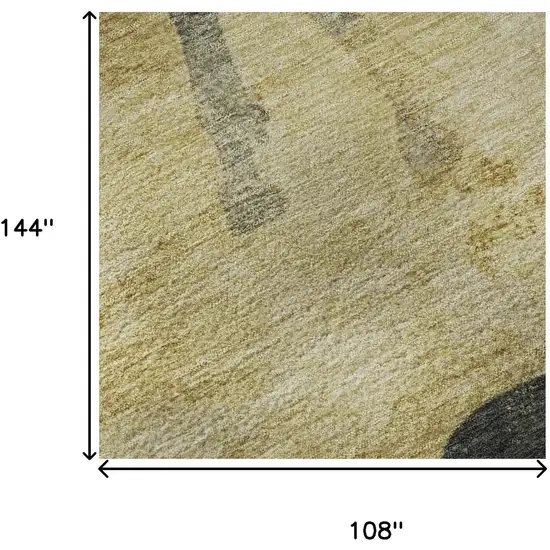 Gold And Charcoal Animal Print Washable Area Rug With UV Protection Photo 9