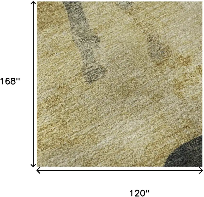 Gold And Charcoal Animal Print Washable Area Rug With UV Protection Photo 9