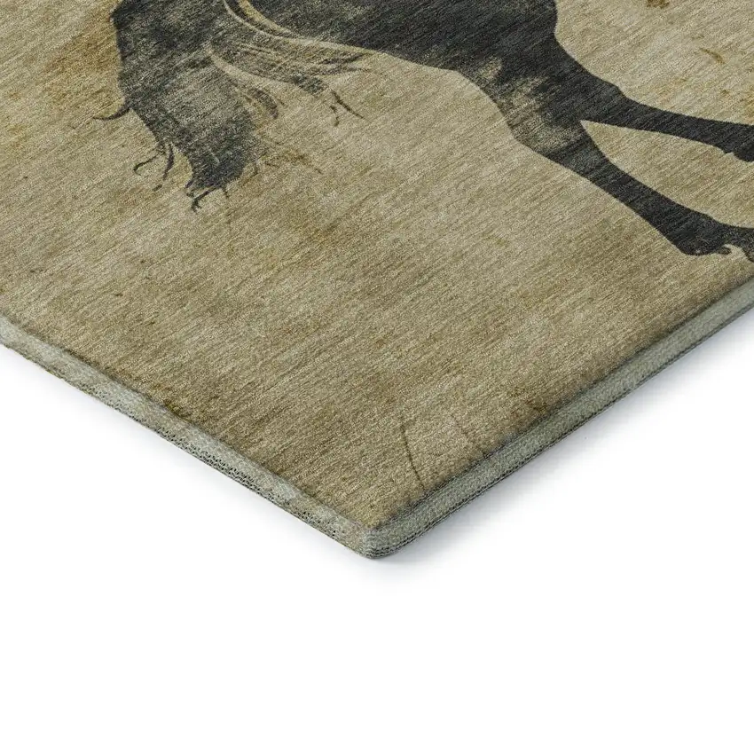 Gold And Charcoal Animal Print Washable Area Rug With UV Protection Photo 7