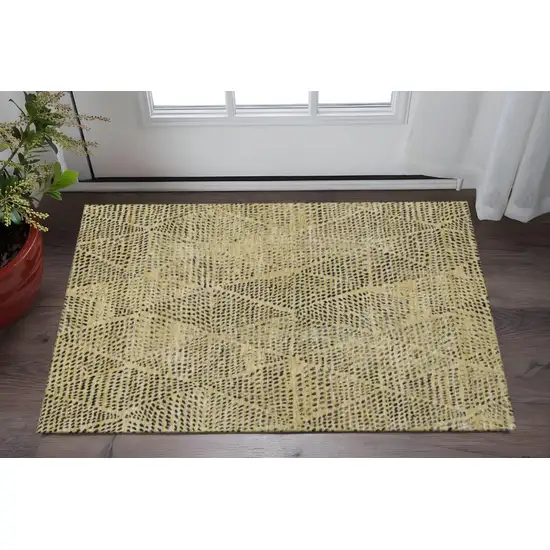 Gold And Charcoal Diamond Washable Area Rug With UV Protection Photo 2
