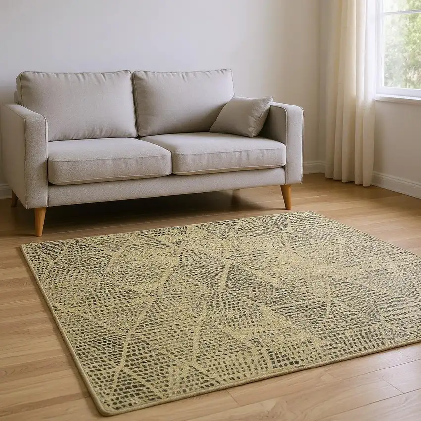 Gold And Charcoal Diamond Washable Area Rug With UV Protection Photo 2
