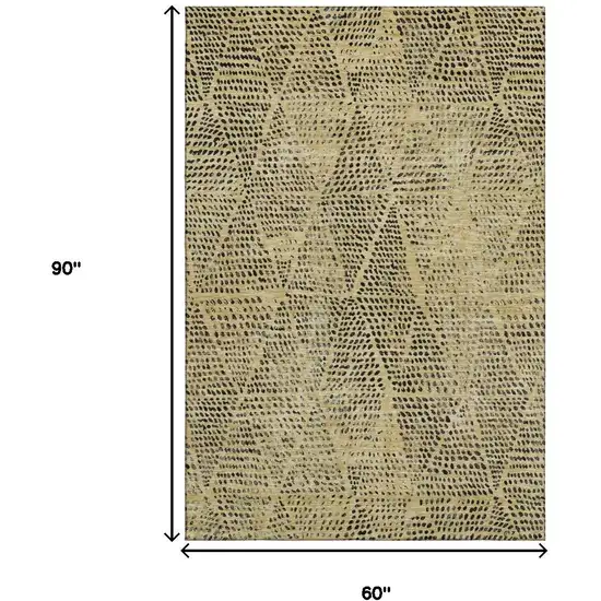 Gold And Charcoal Diamond Washable Area Rug With UV Protection Photo 3