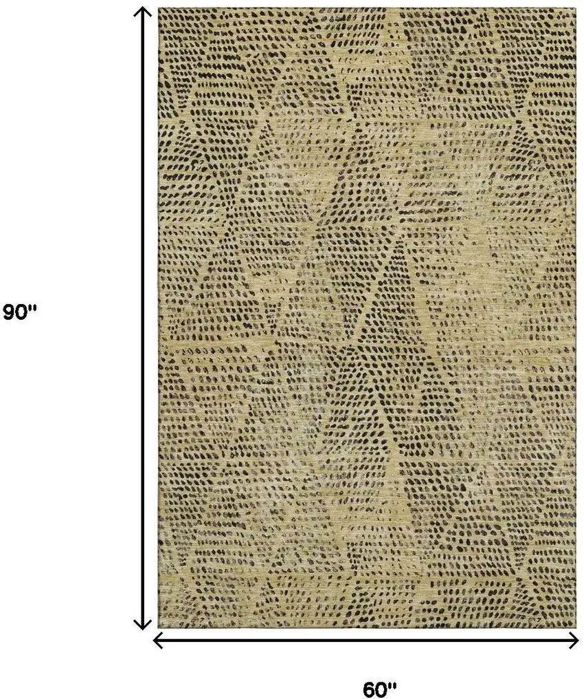 Gold And Charcoal Diamond Washable Area Rug With UV Protection Photo 3