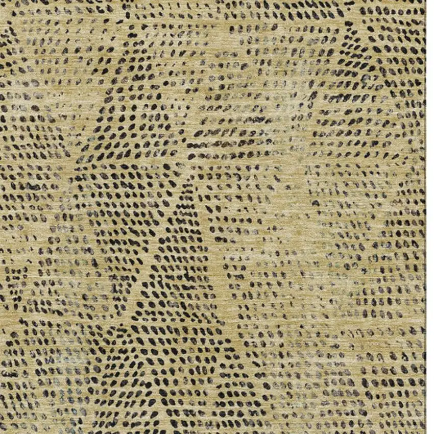 Gold And Charcoal Diamond Washable Area Rug With UV Protection Photo 3