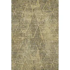 Photo of Gold And Charcoal Diamond Washable Area Rug With UV Protection